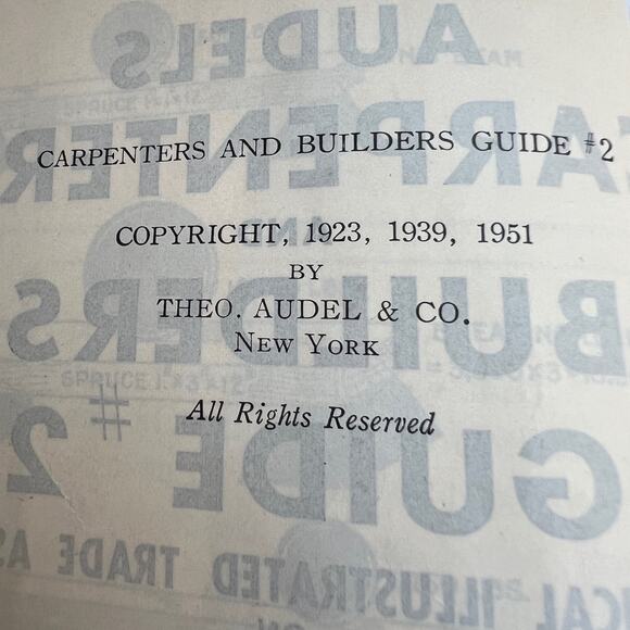 Audels Carpenters and Builders Guide Book 2 Hardcover Embossed Leather 1951 copy - Picture 10 of 10